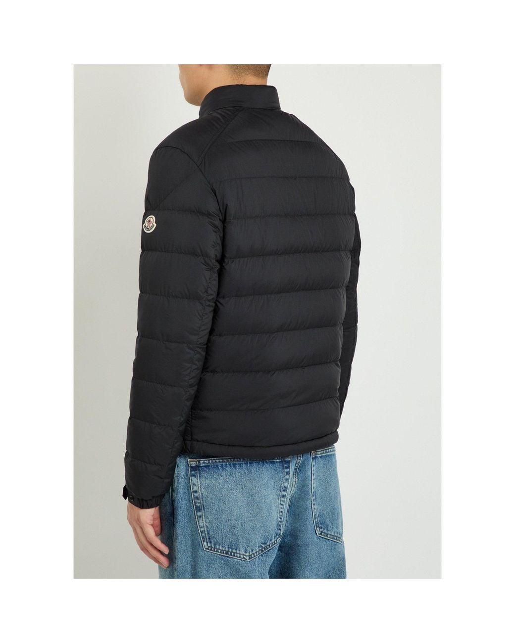 Moncler Black Horizontal Quilting Stand-Collar Down Jacket for men
