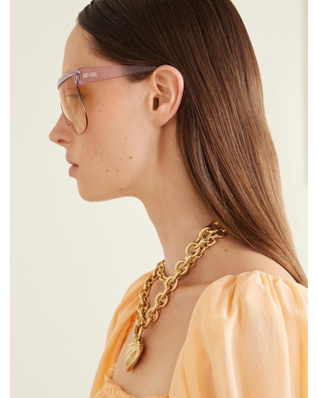 Chloé White Chloé Eyewear Explorer Geometric-Frame Logo Lettering Sunglasses