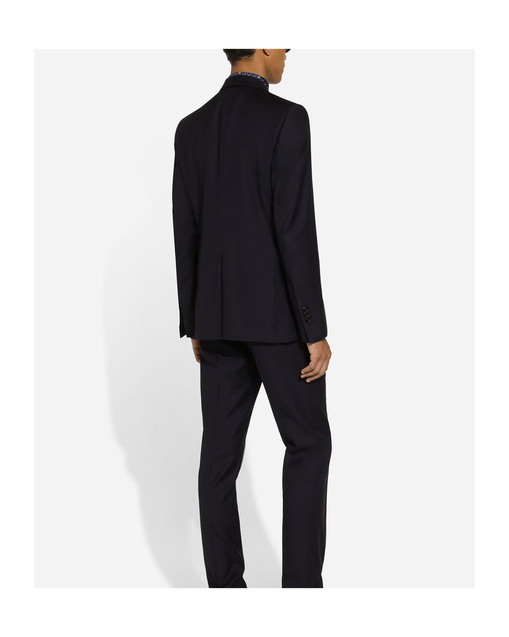Dolce & Gabbana Blue Silk Martini-Fit Shirt With Tie Print for men
