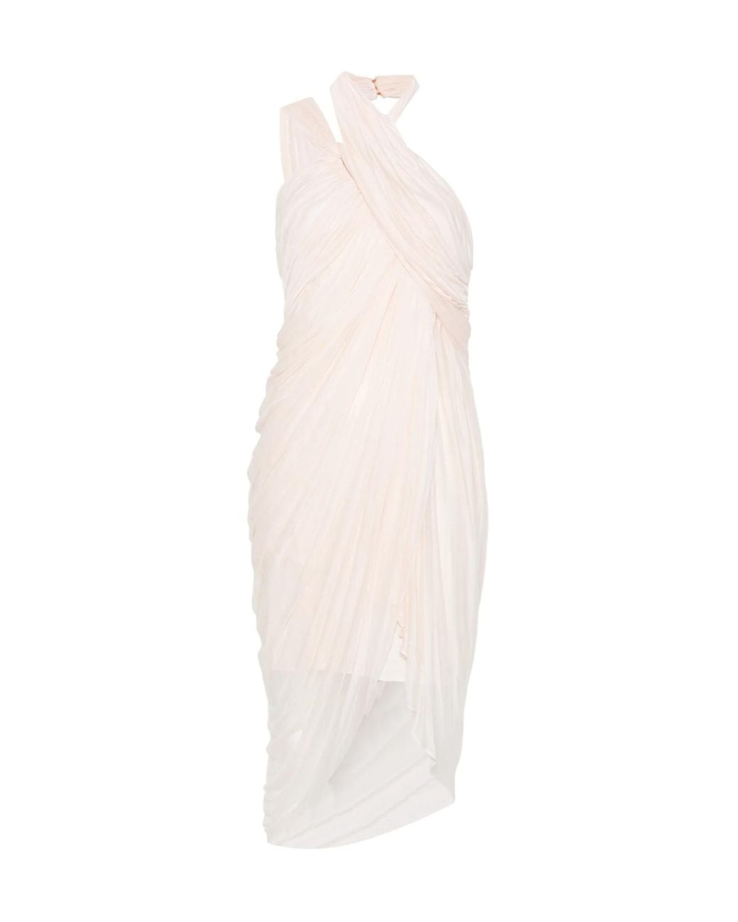 Balmain White Draped Asymmetric-Hem Mini Dress
