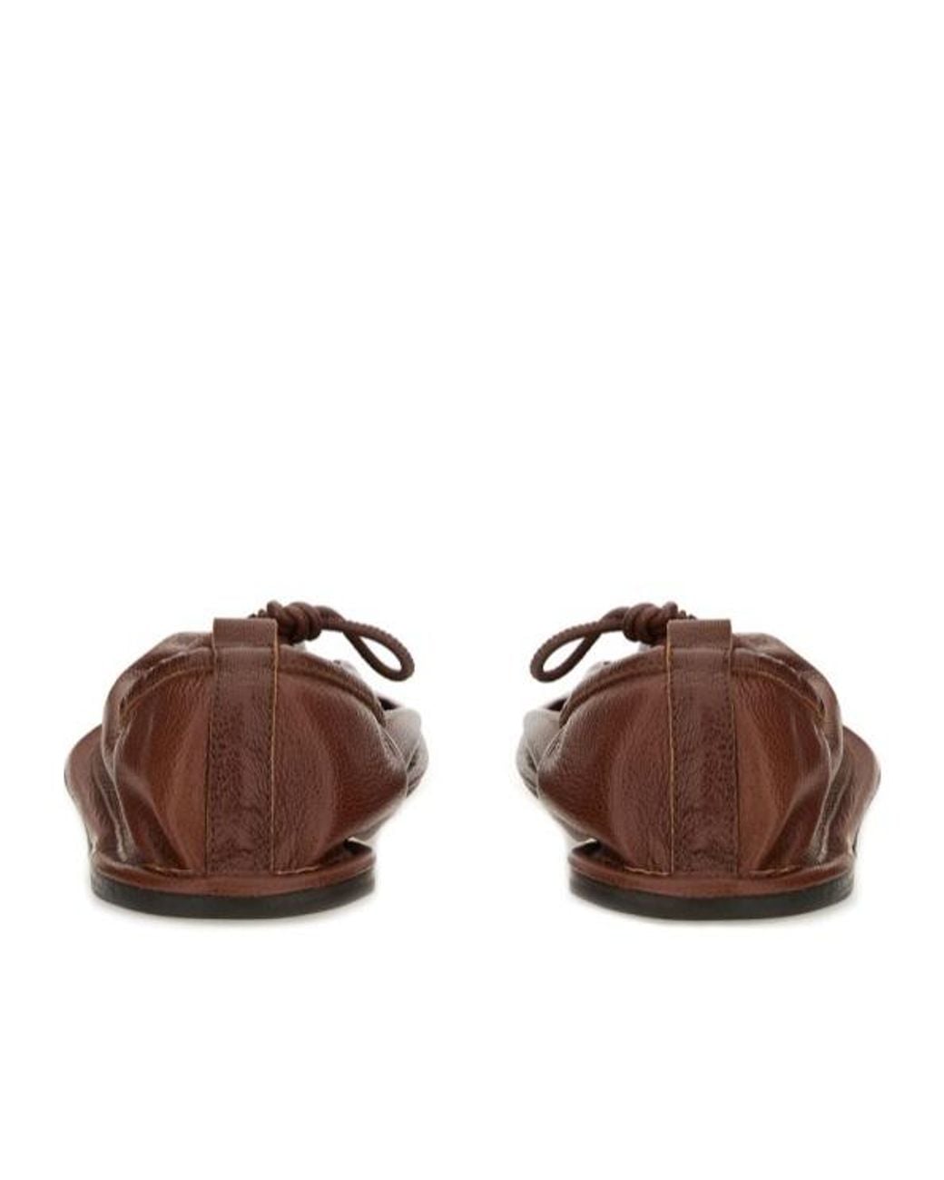 Hereu Brown Puntera Gathered Leather Ballet Flats