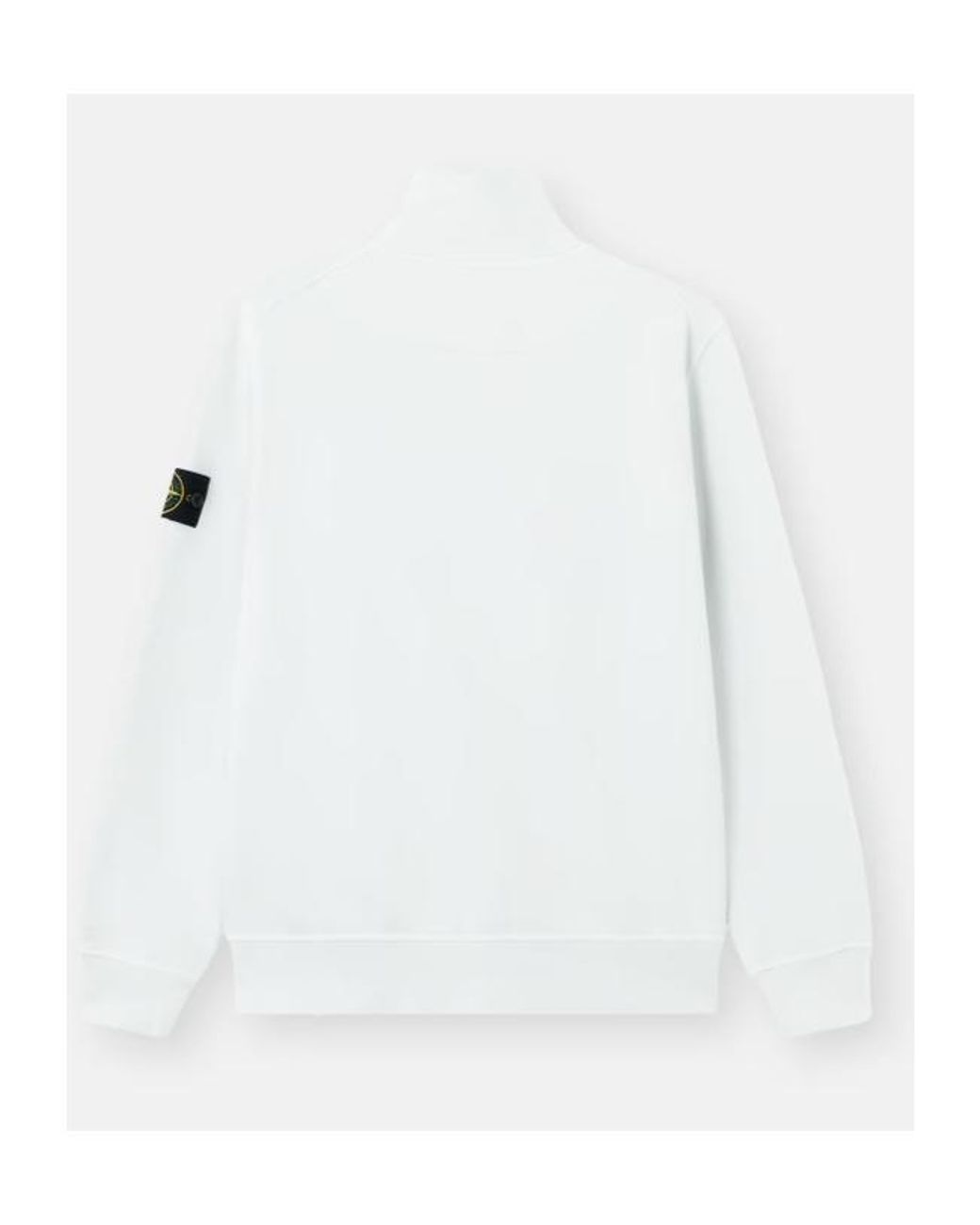 Stone Island White Zip-Up Logo-Patch Sweatshirt for men
