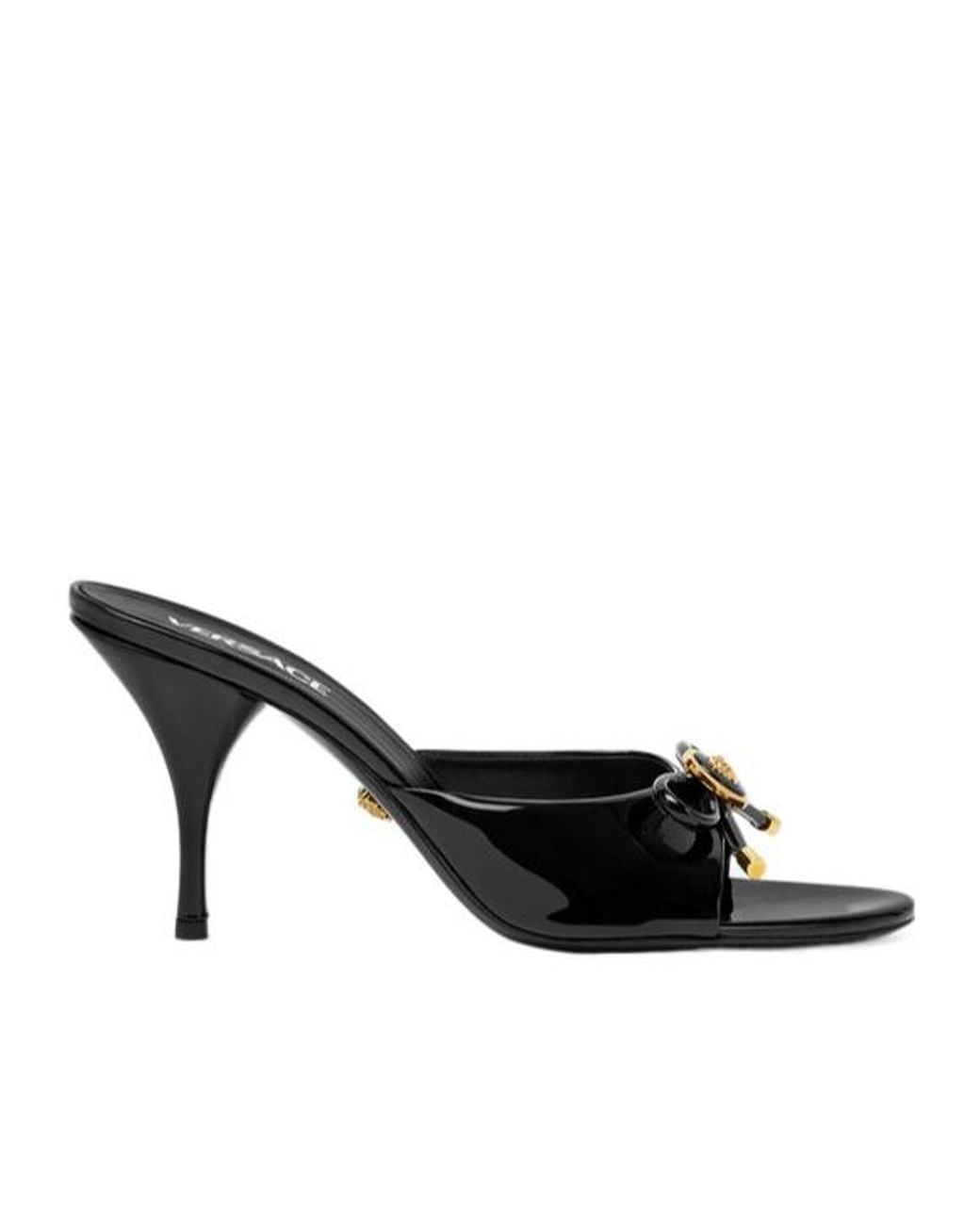 Versace Black Opera Bow Heeled Mules