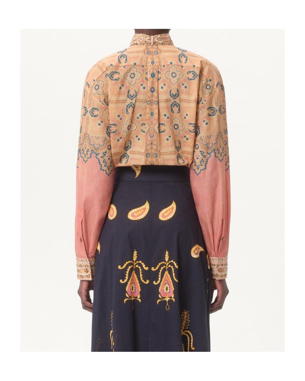 Valentino Natural All-Over Printed Pussy-Bow Shirt
