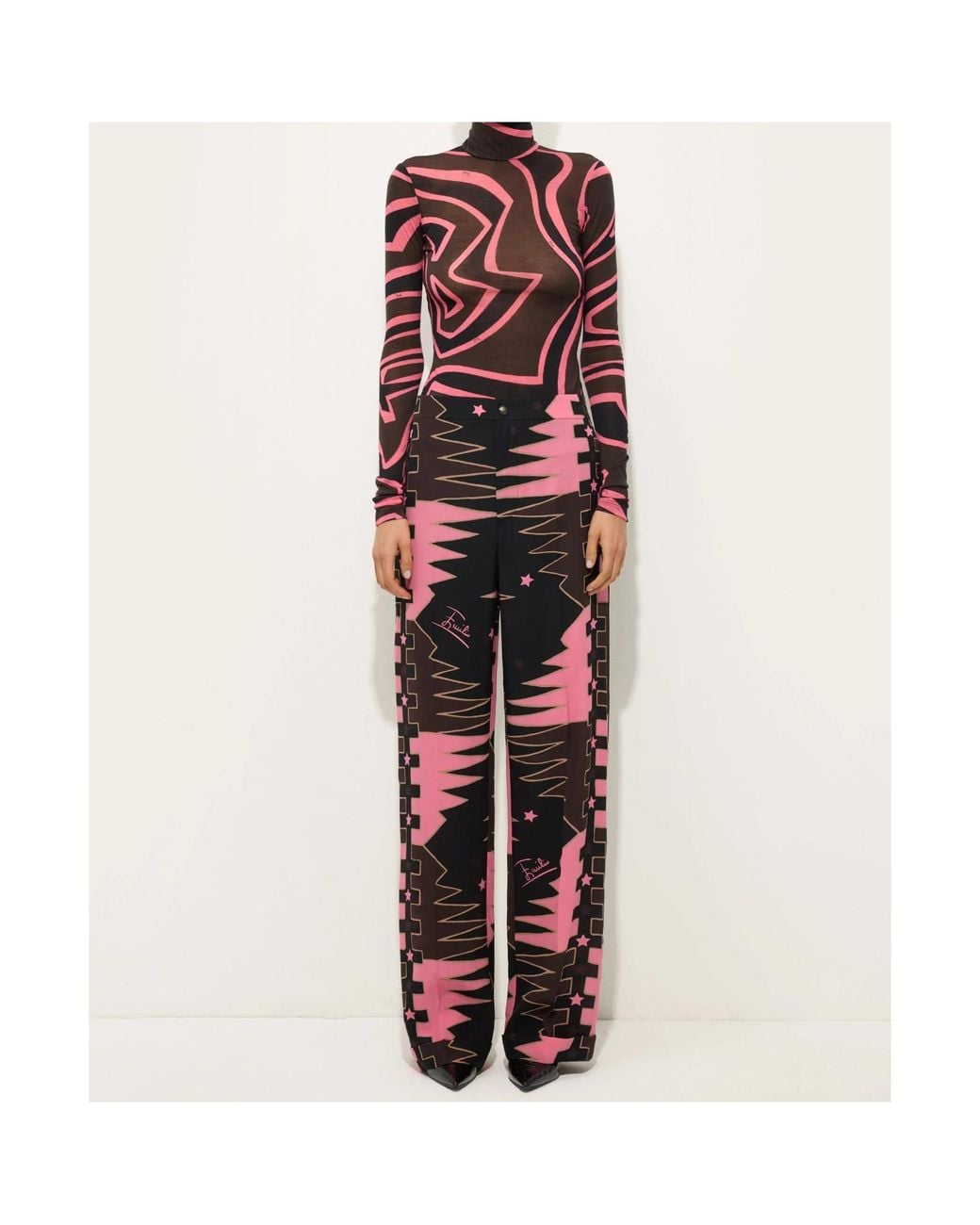 Emilio Pucci Red Patterned Print Casual Pants