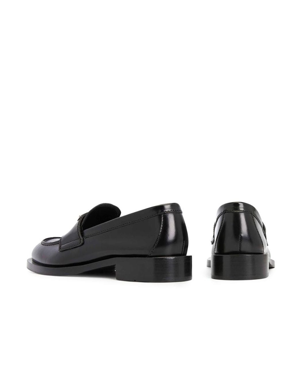 Prada Black Triangle-Logo Leather Loafers