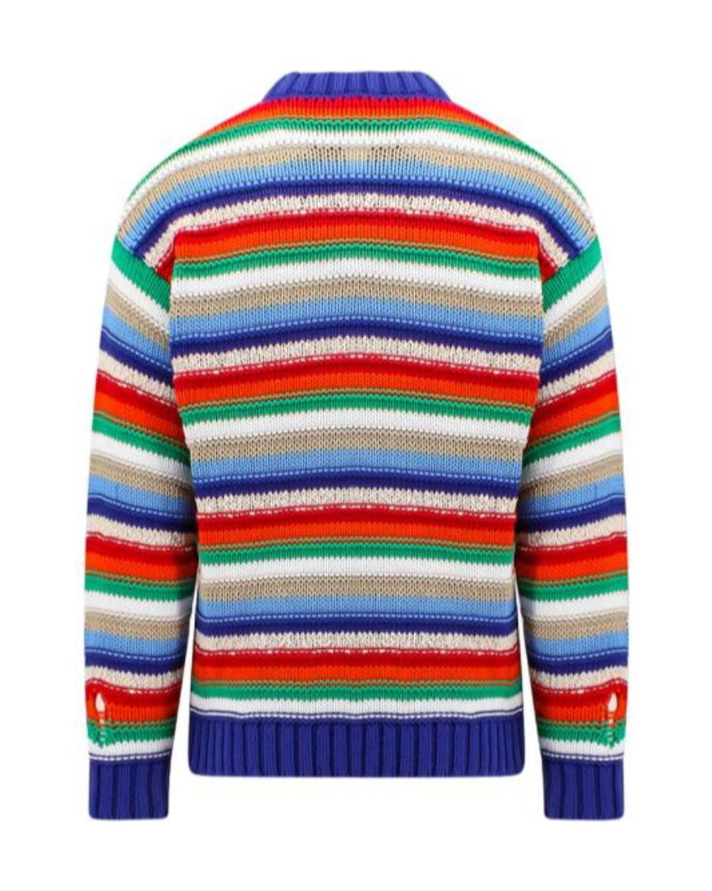 DSquared² Blue Stripe-Pattern Ripped Sweatshirt for men