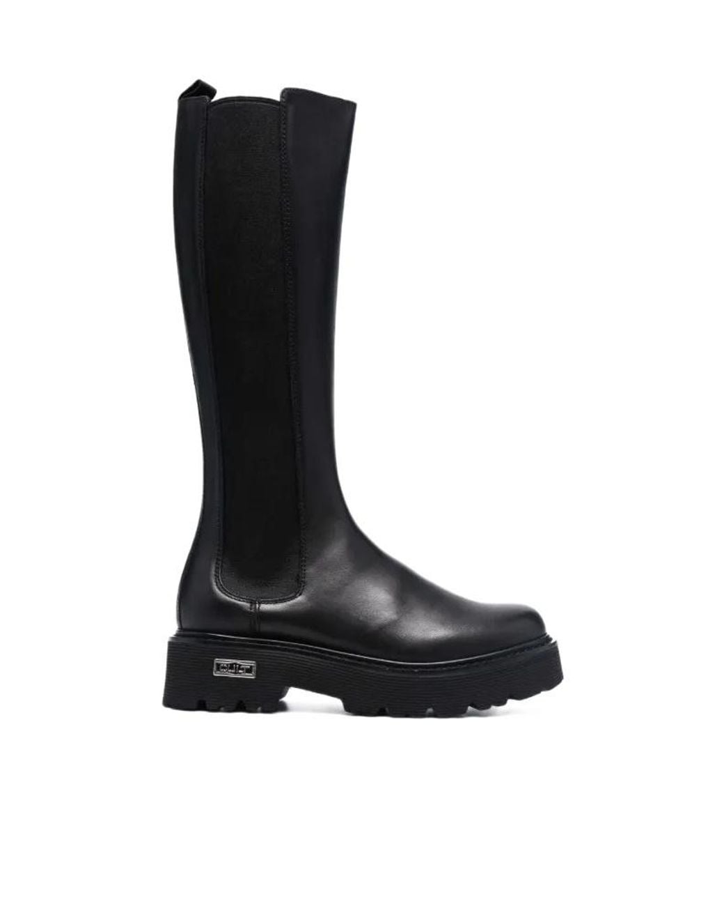 Cult Gaia Black Chunky Leather Knee-Length Boots