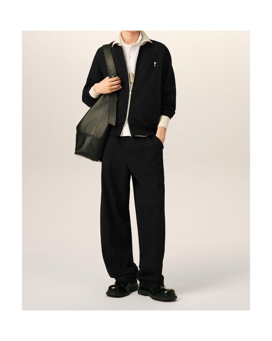 AMI Black Ami Ami De Coeur Zipped Sweatshirt for men
