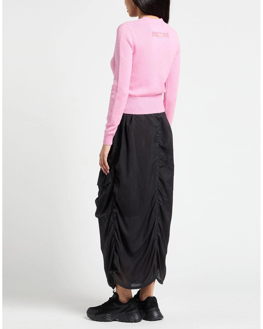 DIESEL Pink Solid Color Wool V-Neck Long Sleeve