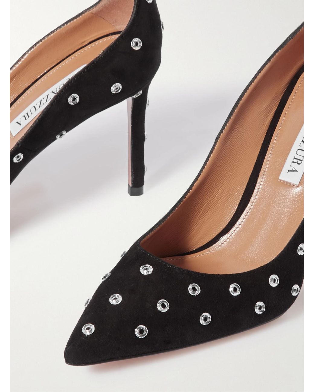 Aquazzura Metallic Embellished Suede Pumps