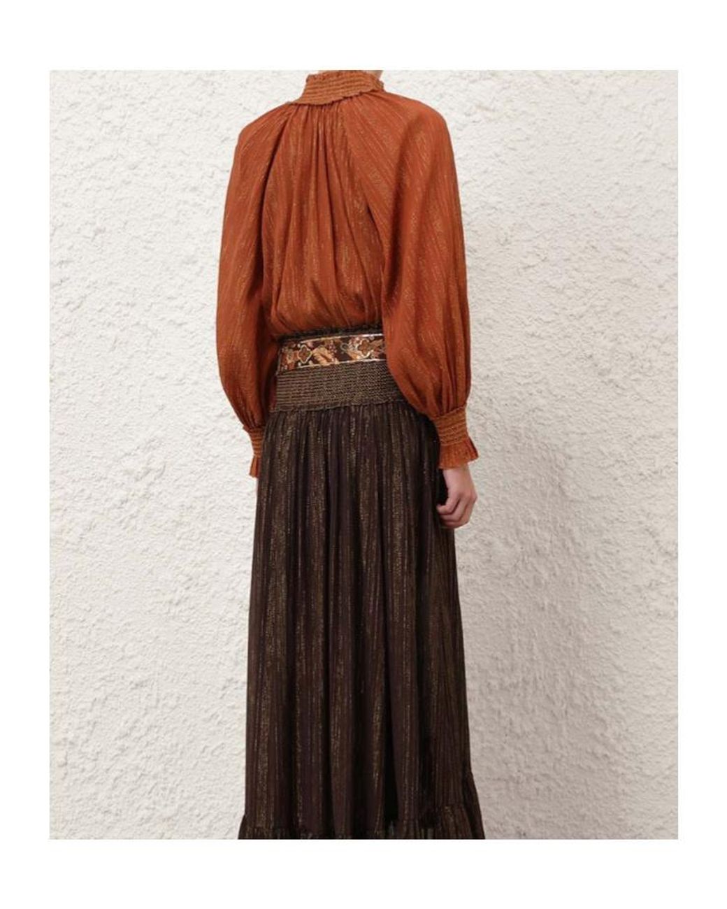 Zimmermann Brown Aster Gathered Blouse