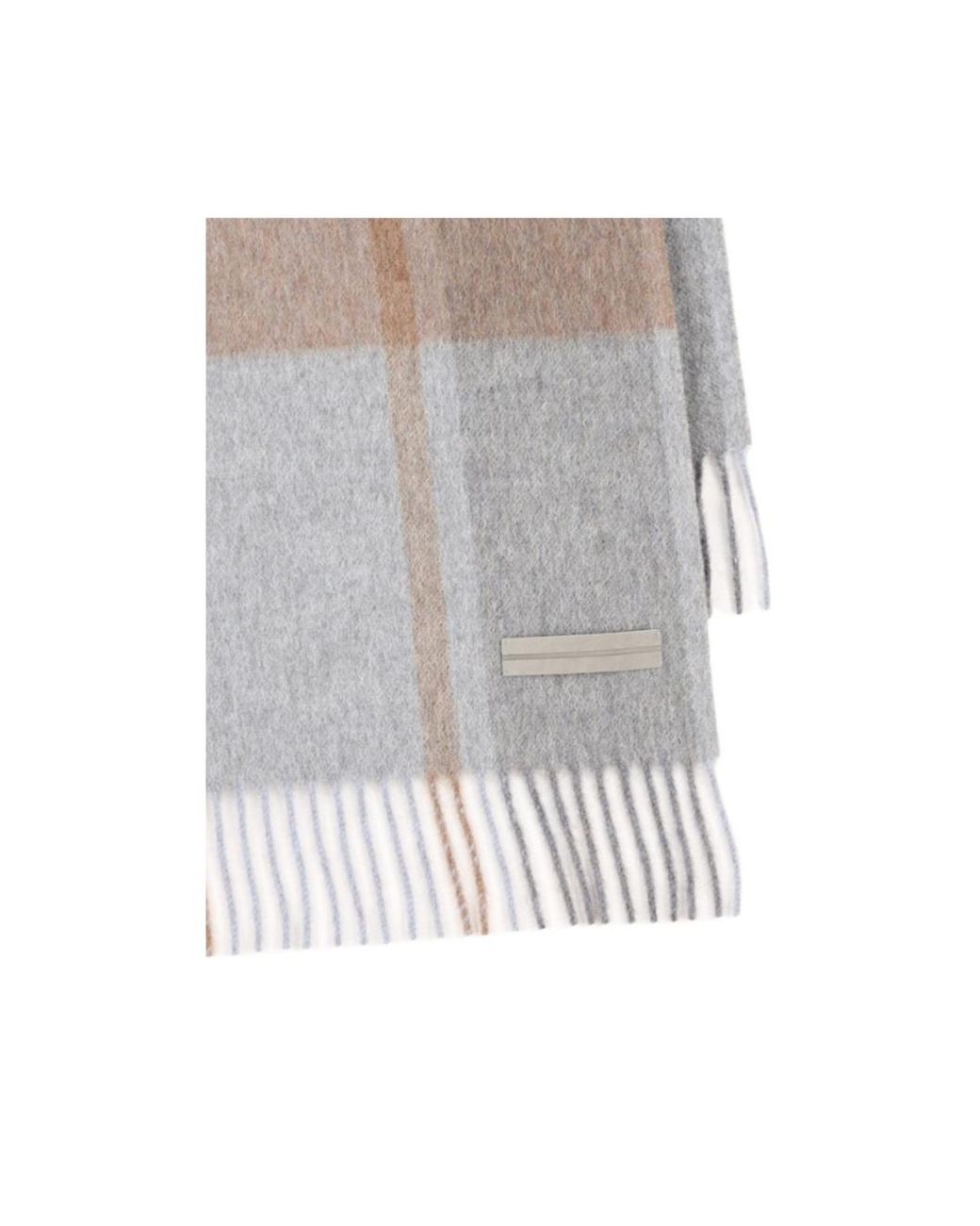 Zegna White Checked Fringed Scarf for men