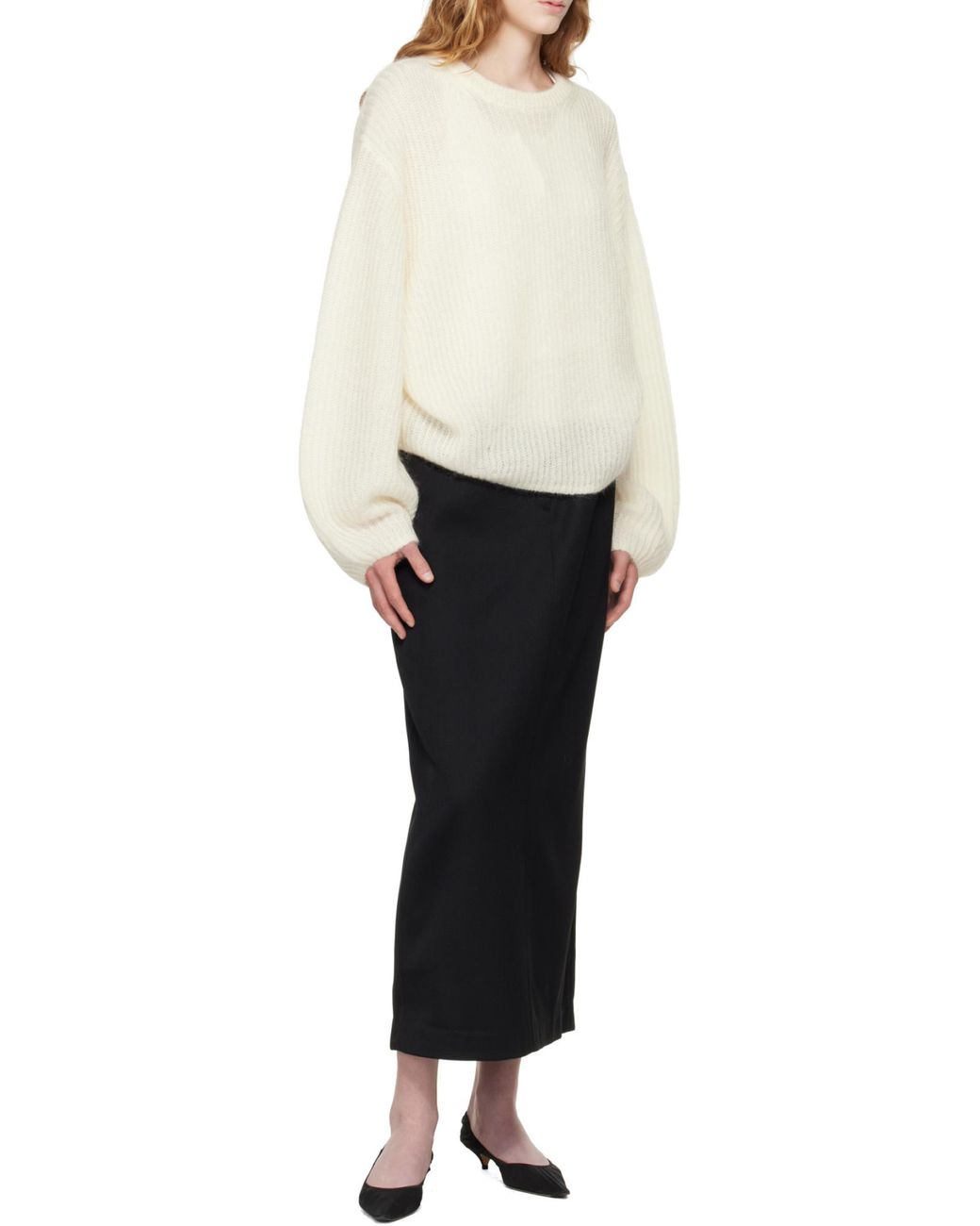 Totême  White Totême Crewneck Ribbed Jumper