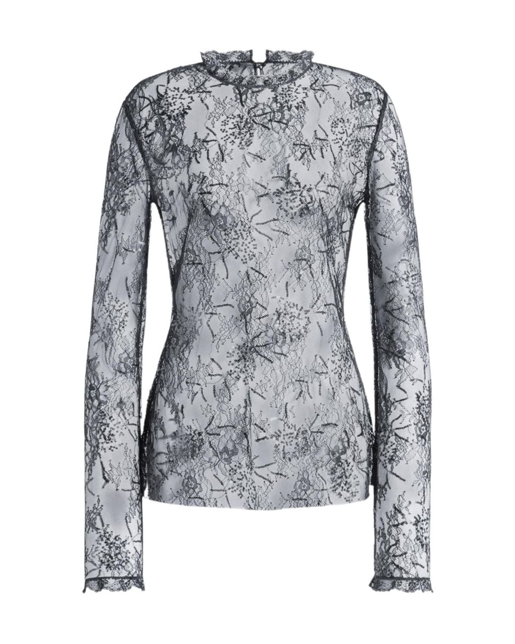 Alberta Ferretti Blue Embroidered Lace Shirt