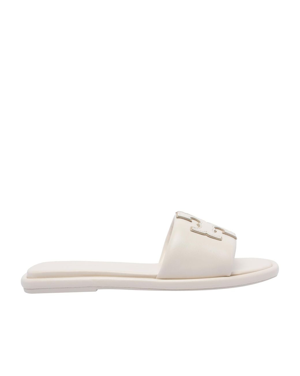 Tory Burch White Double T Sport Slides