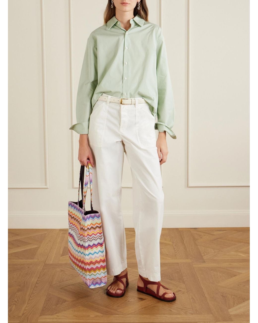 Missoni White Striped Lurex Tote