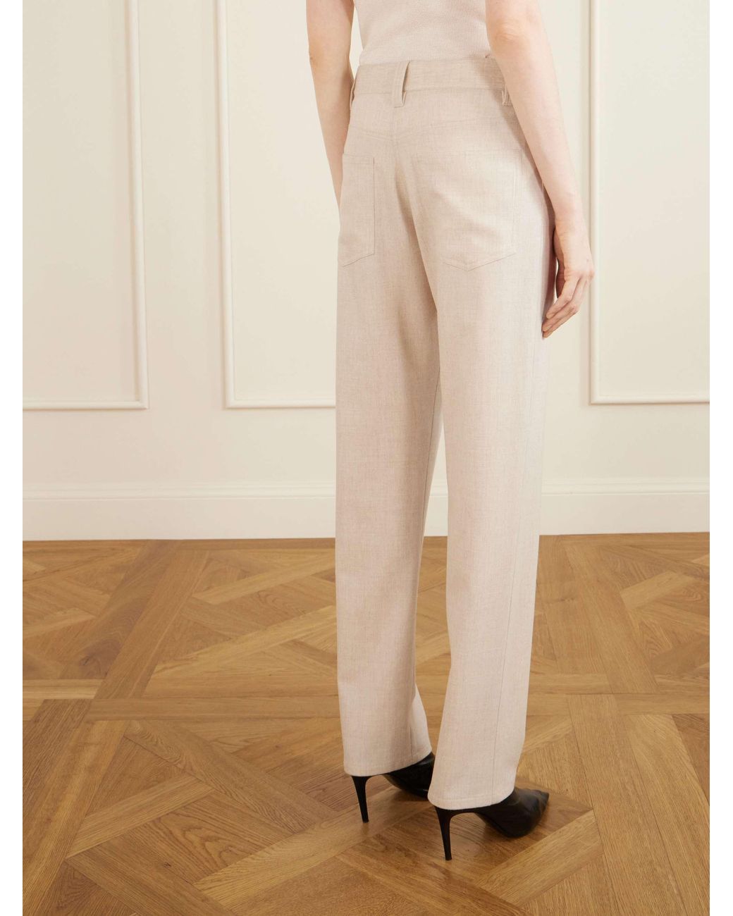 Khaite White Wool And Cashmere-Blend Straight-Leg Pants