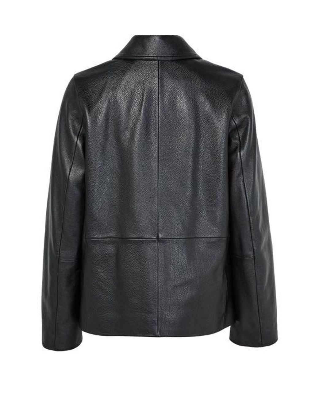 Totême Black Lapel Long-Sleeved Leather Jacket