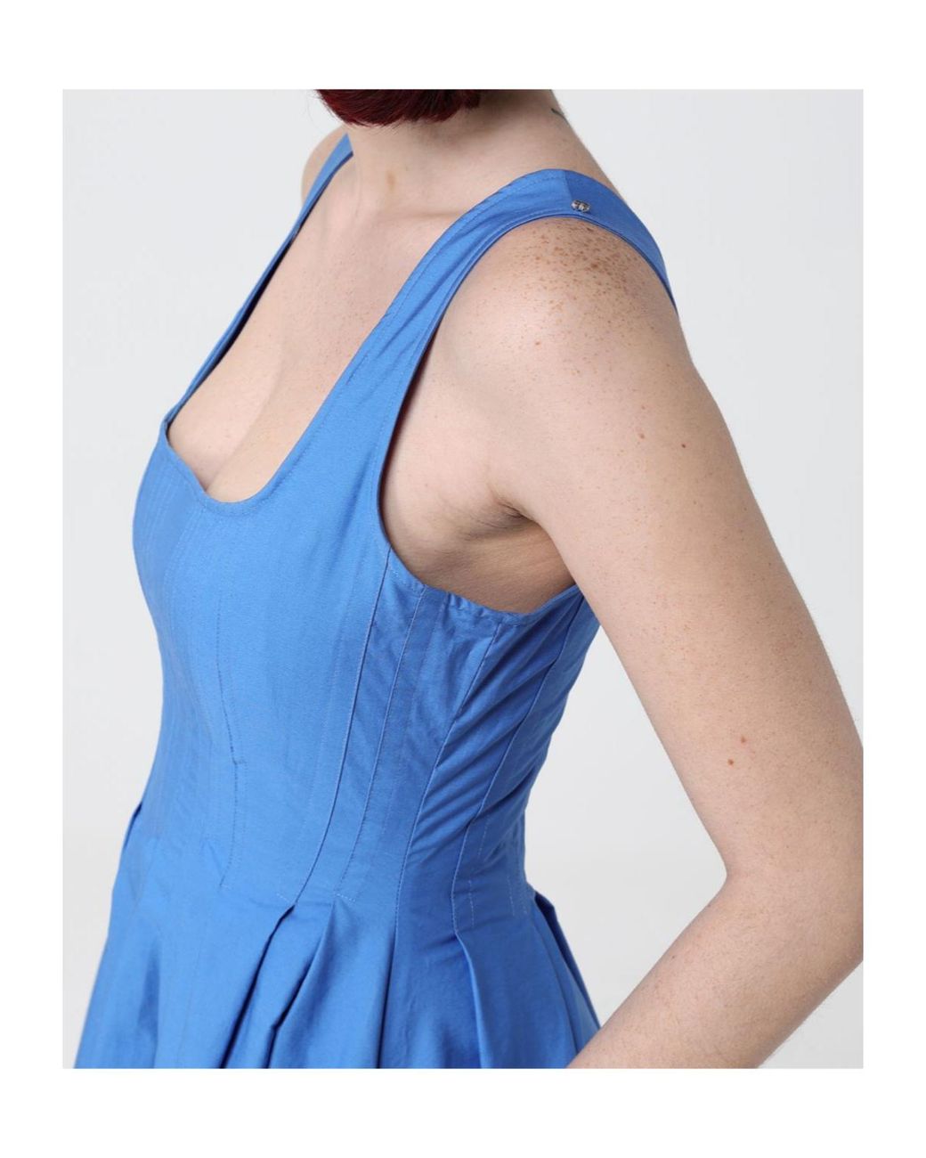 Sportmax Blue Spxgiro Square Neck Sleeveless Midi Dress