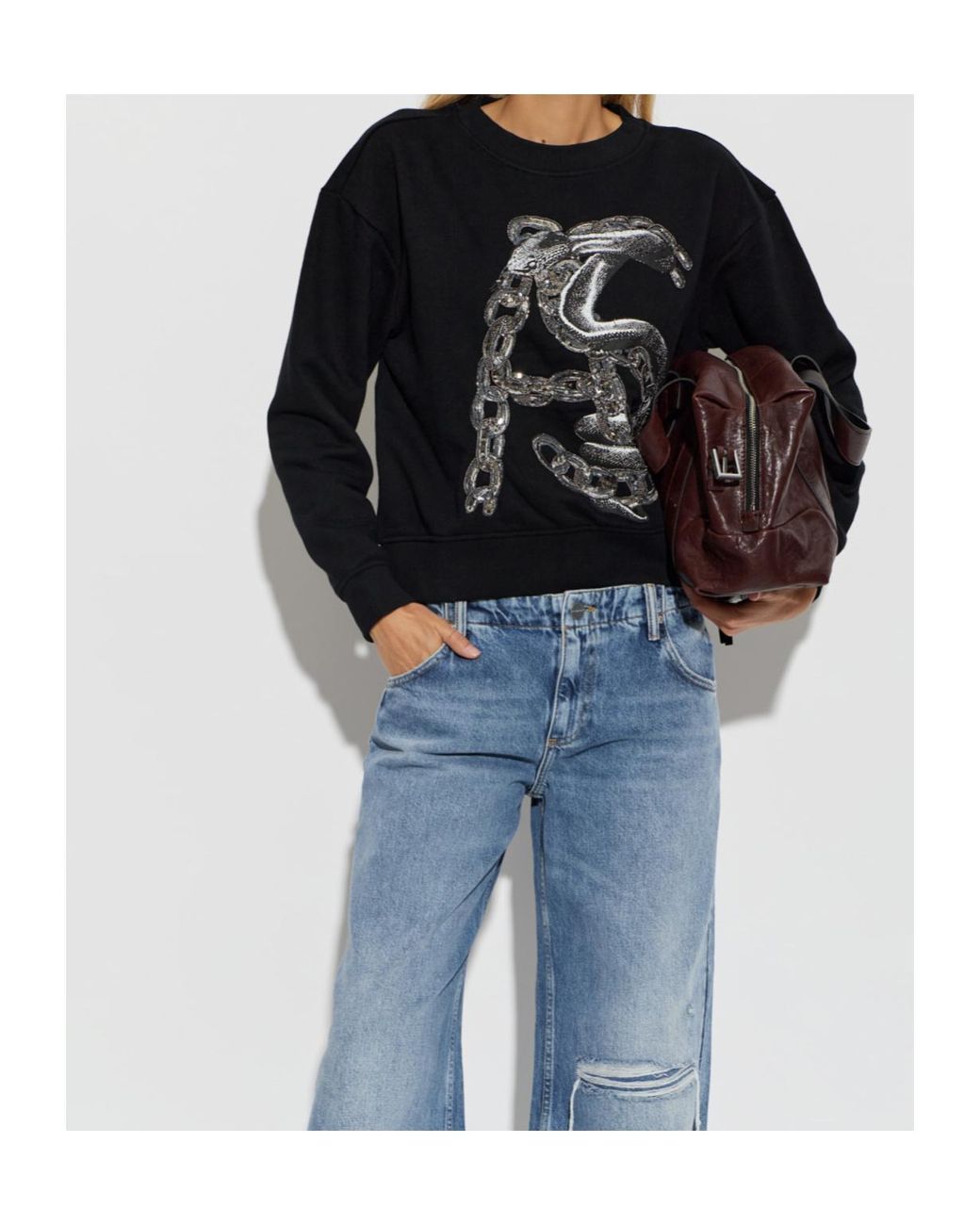 AllSaints Black Linx Pippa Embellished Sweatshirt