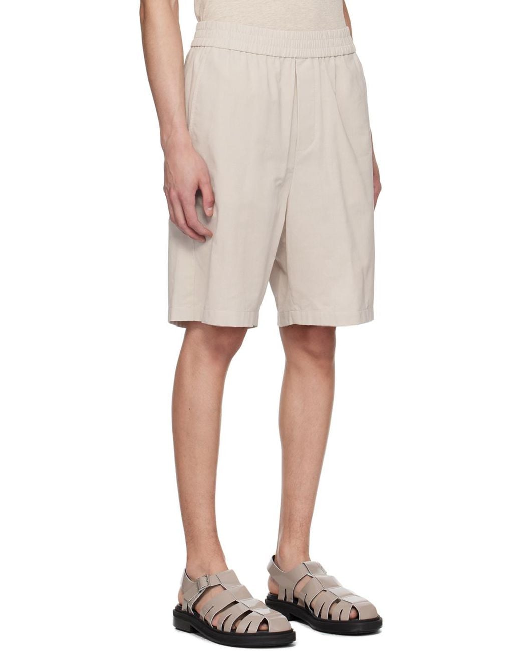 AMI Gray Logo Plaque Bermuda Shorts for men