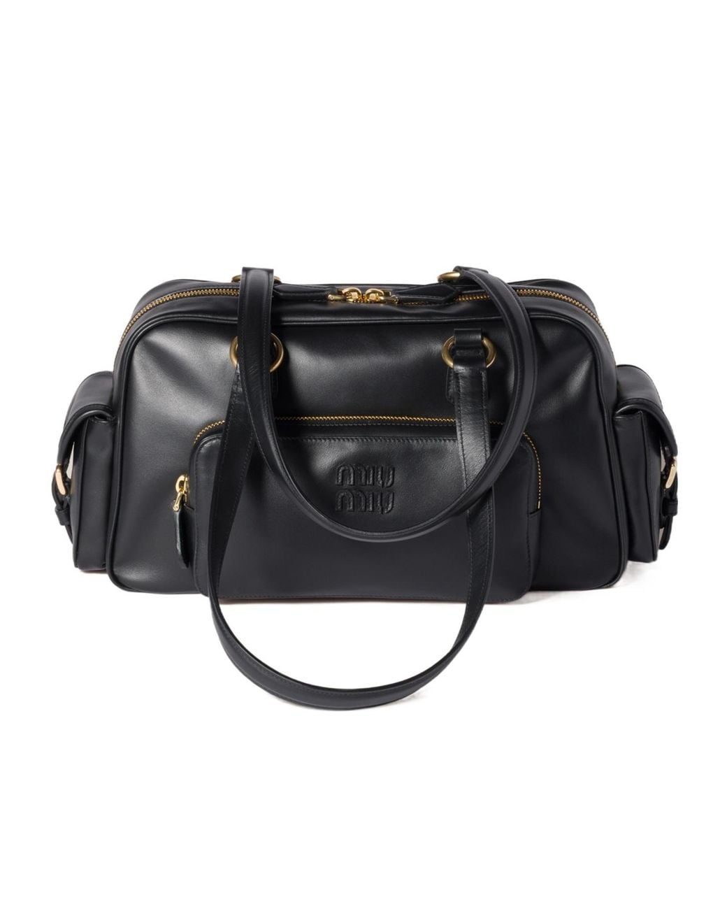 Miu Miu Black Pocket Nappa Leather Top-Handle Bag