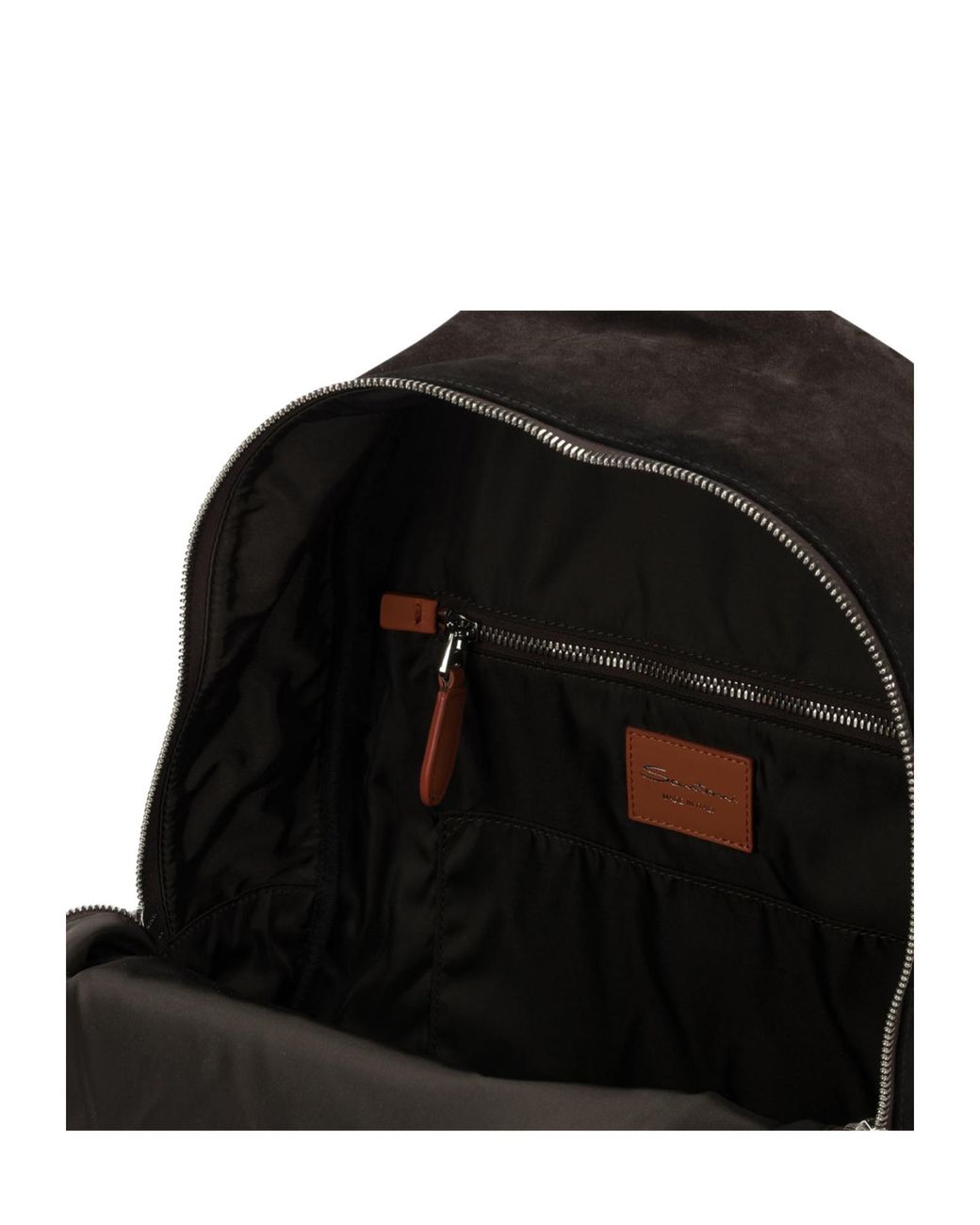 Santoni Black Suede Zip Backpack for men