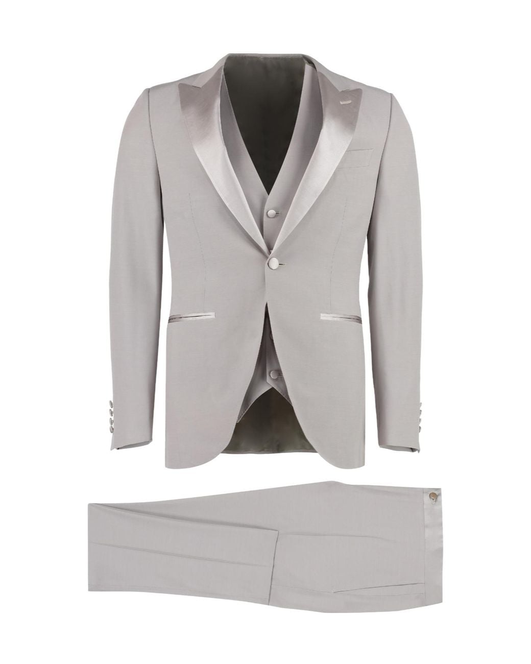 Canali Gray Satin Lapel Two-Piece Suit for men