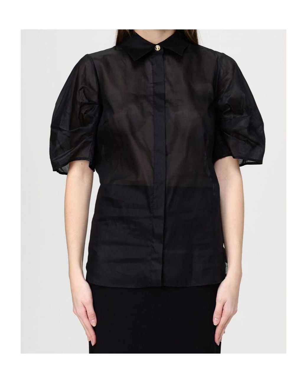 Elisabetta Franchi Black Puff-Sleeve Shirt