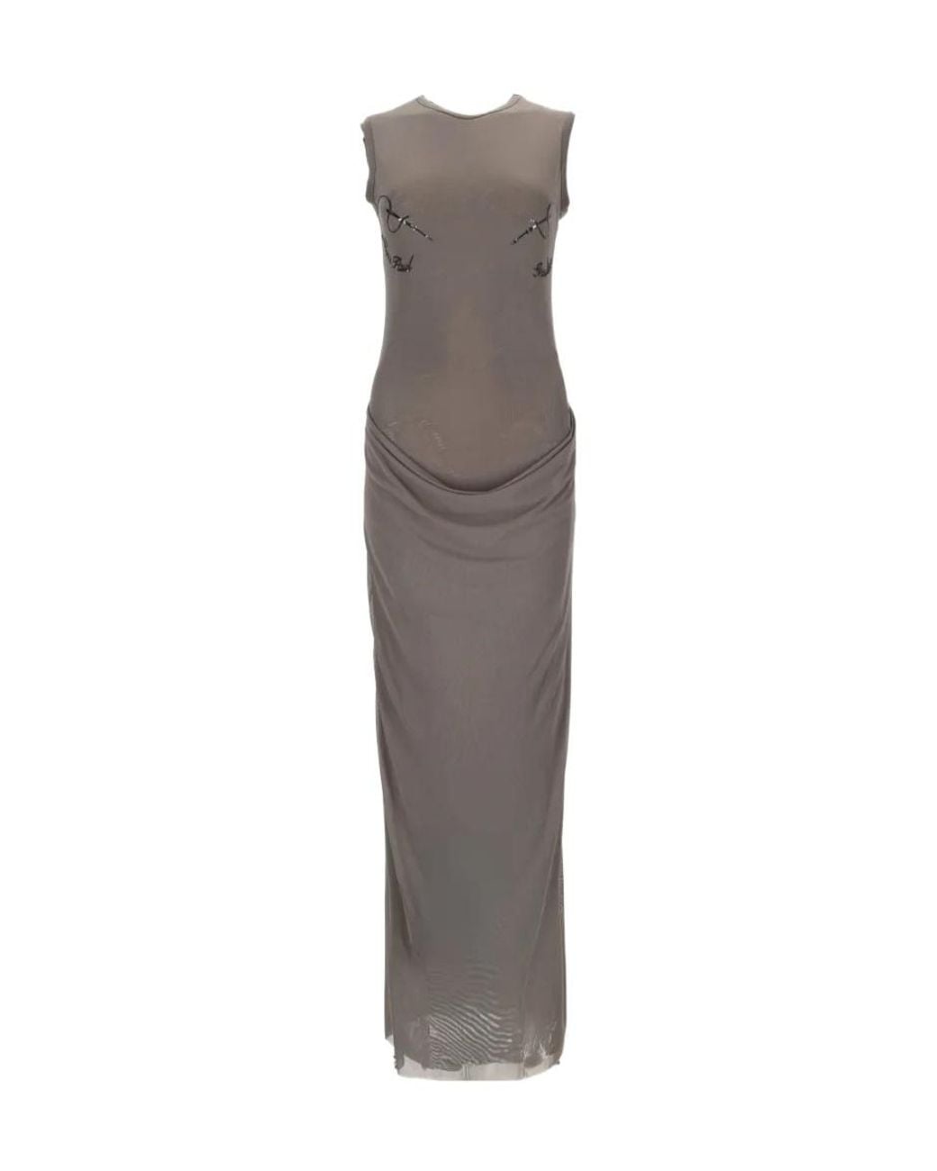 Jean Paul Gaultier Gray Draped Maxi Dress