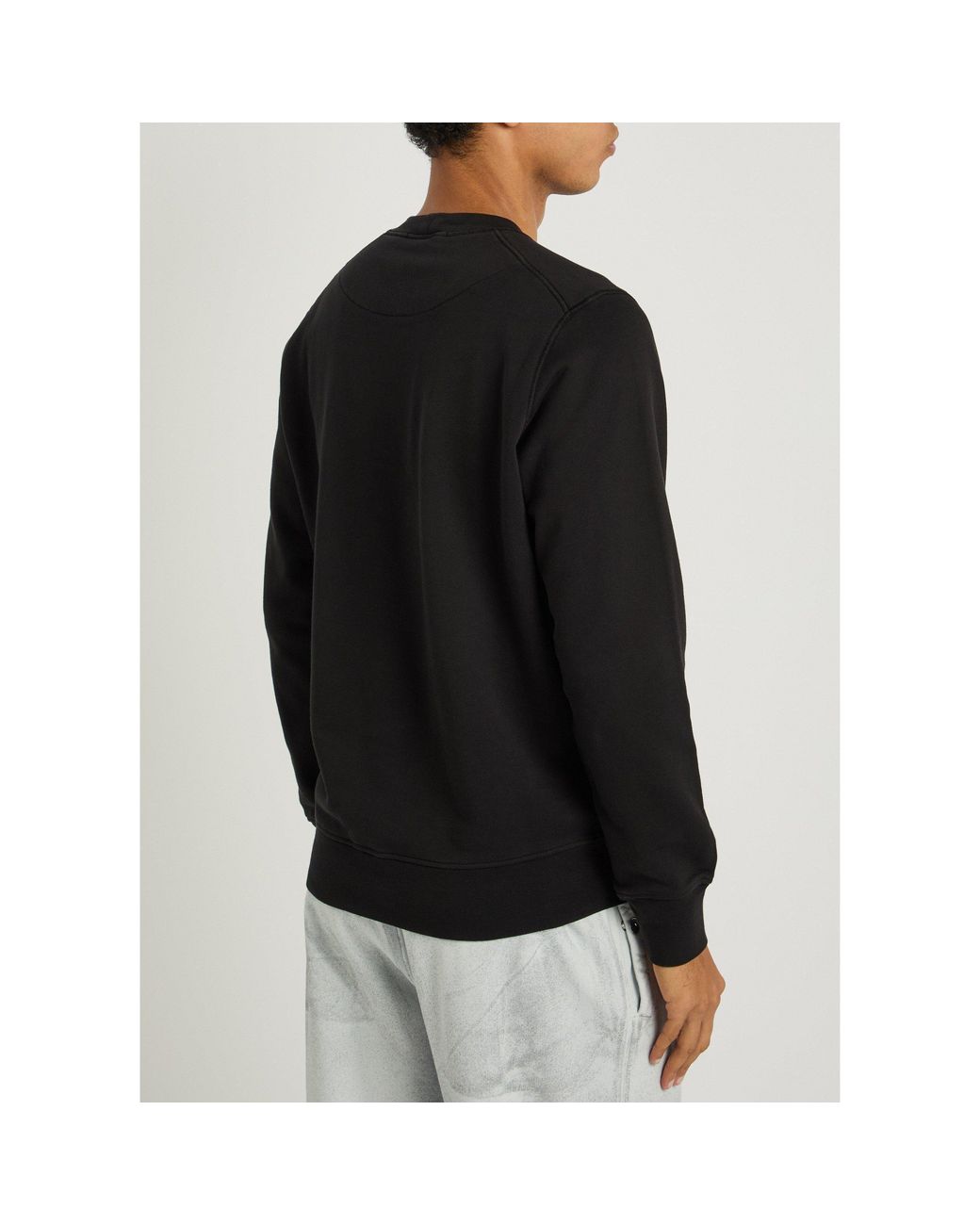 Stone Island Black Round-Neck Long-Sleeve Sweatshirt for men
