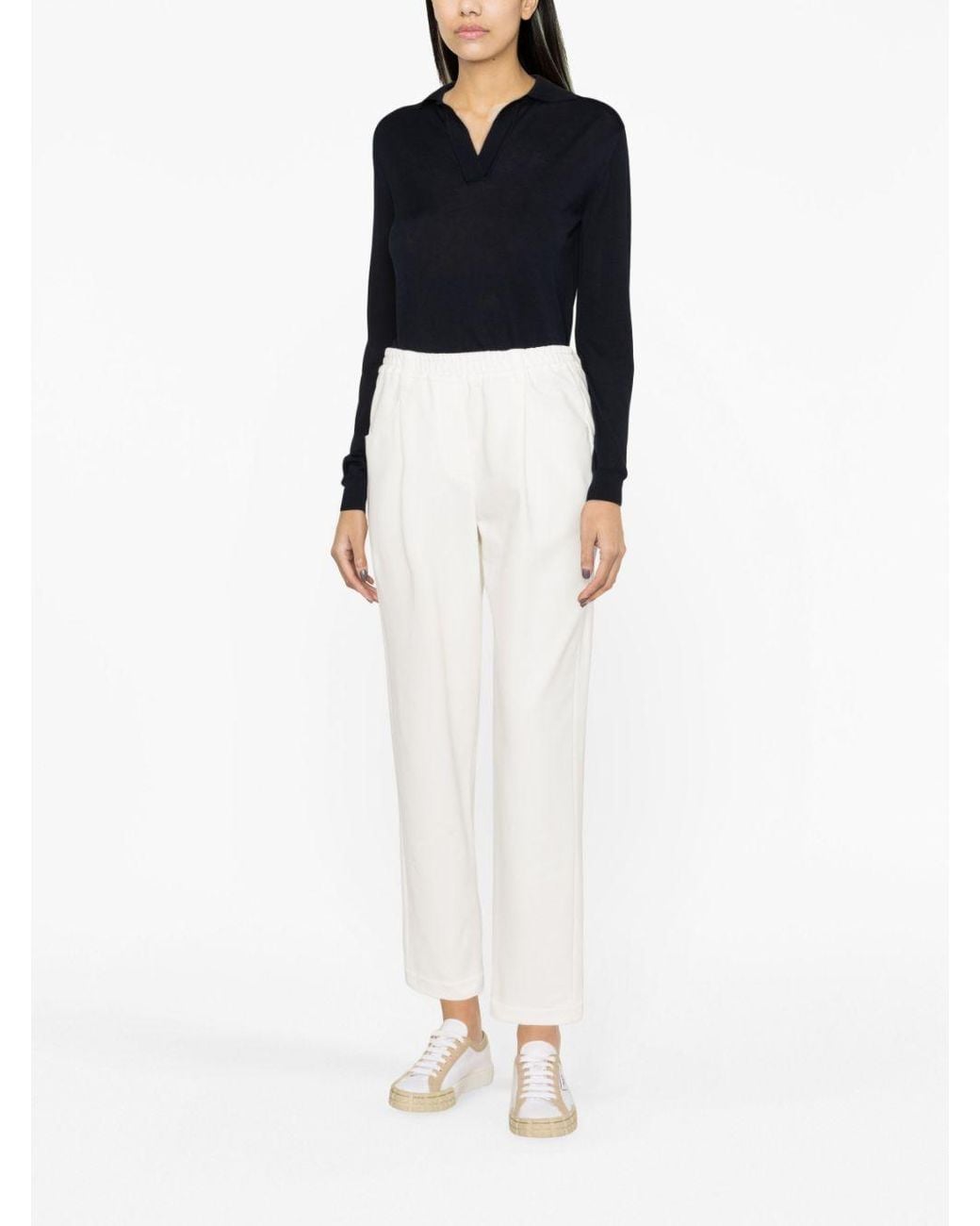 Brunello Cucinelli White Straight-Leg Cropped Pants