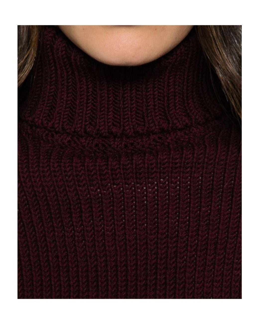 Baserange Purple Ribbed Roll-Neck Sweater