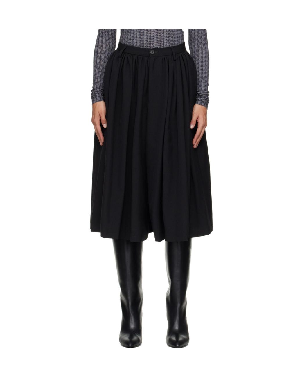MM6 by Maison Margiela Black Gathered Wide Leg Shorts