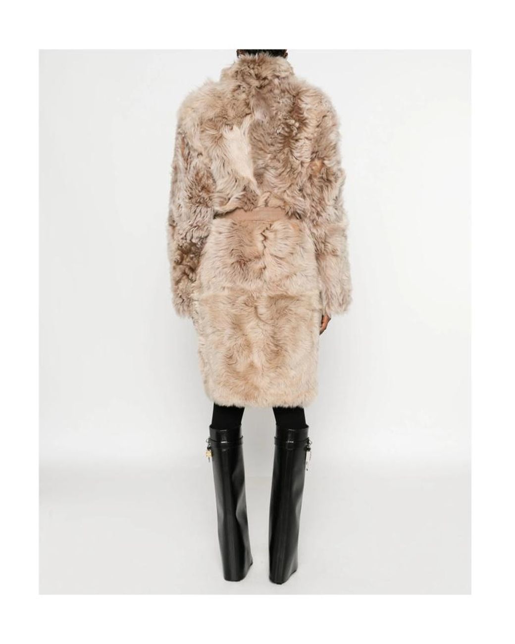 Yves Salomon Natural Shearling Belted Coat