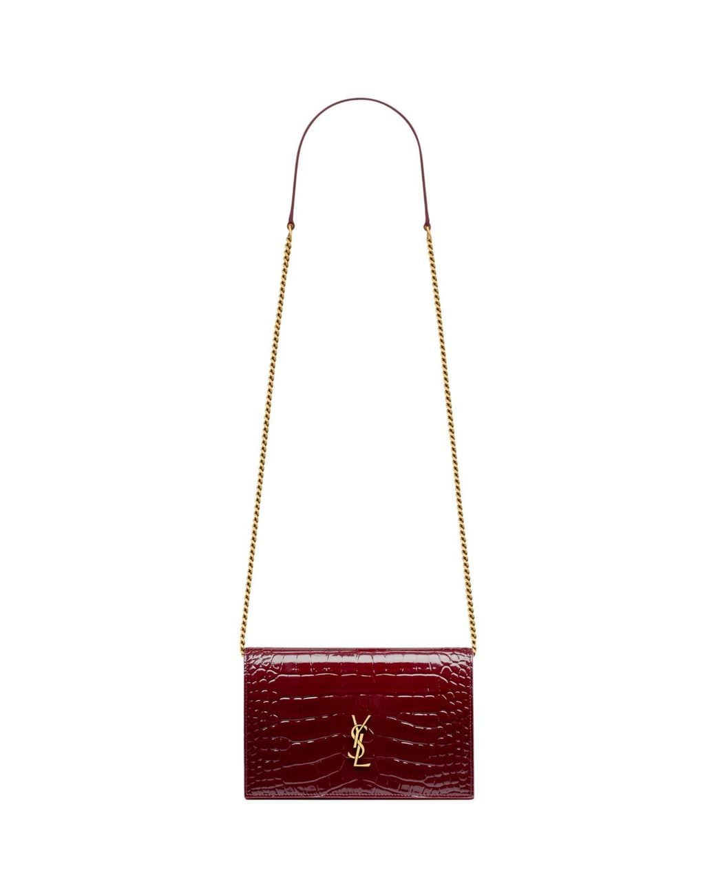 Saint Laurent Red Cassandre Envelope Chain Wallet
