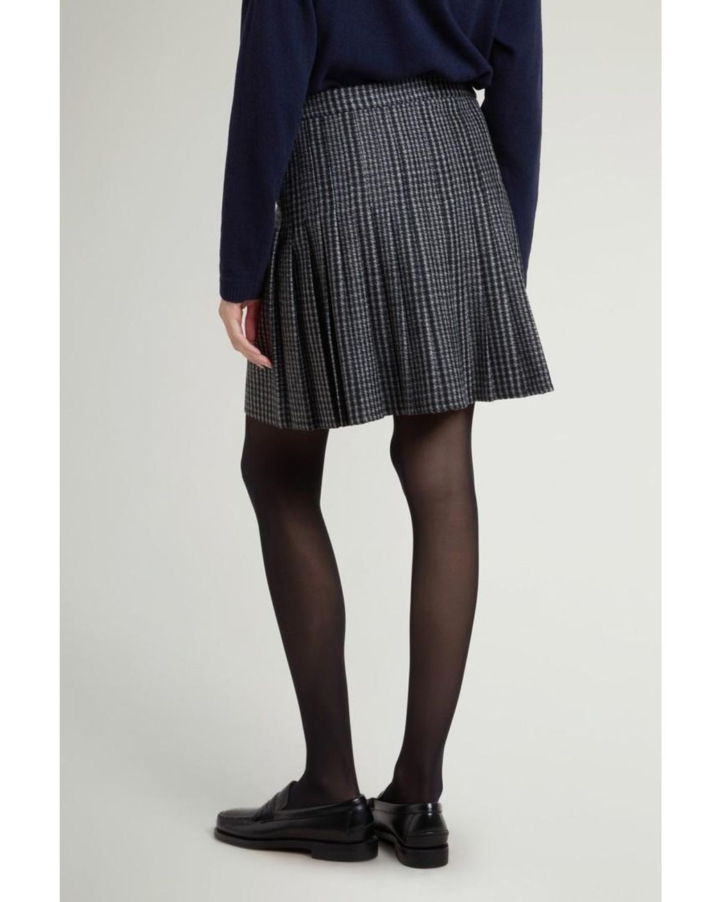 Woolrich Black Check-Pattern Fringed Mini Skirt