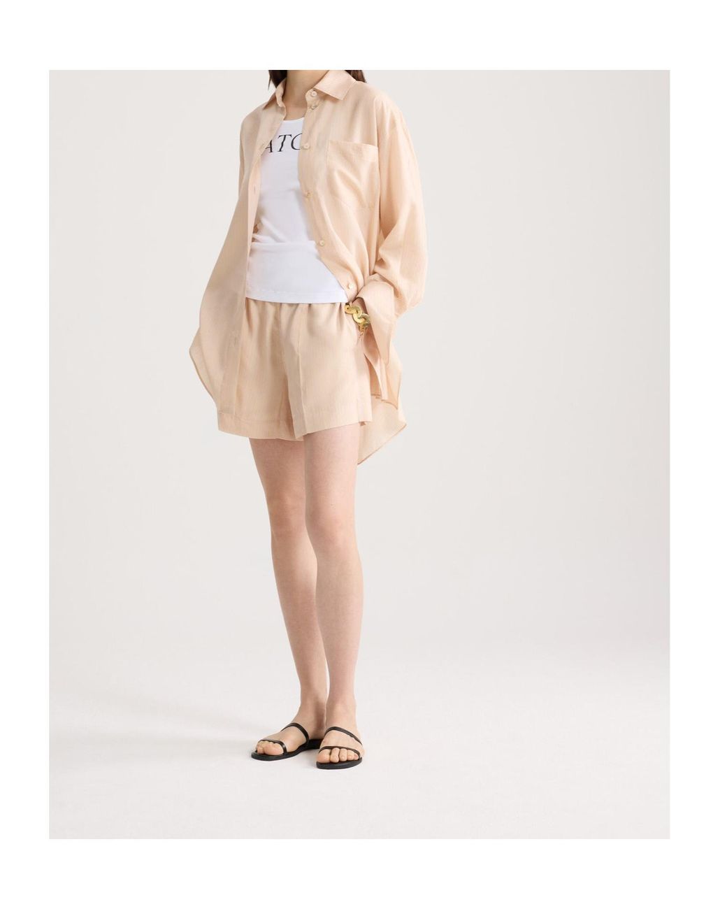 Patou Natural Striped Relaxed Shorts