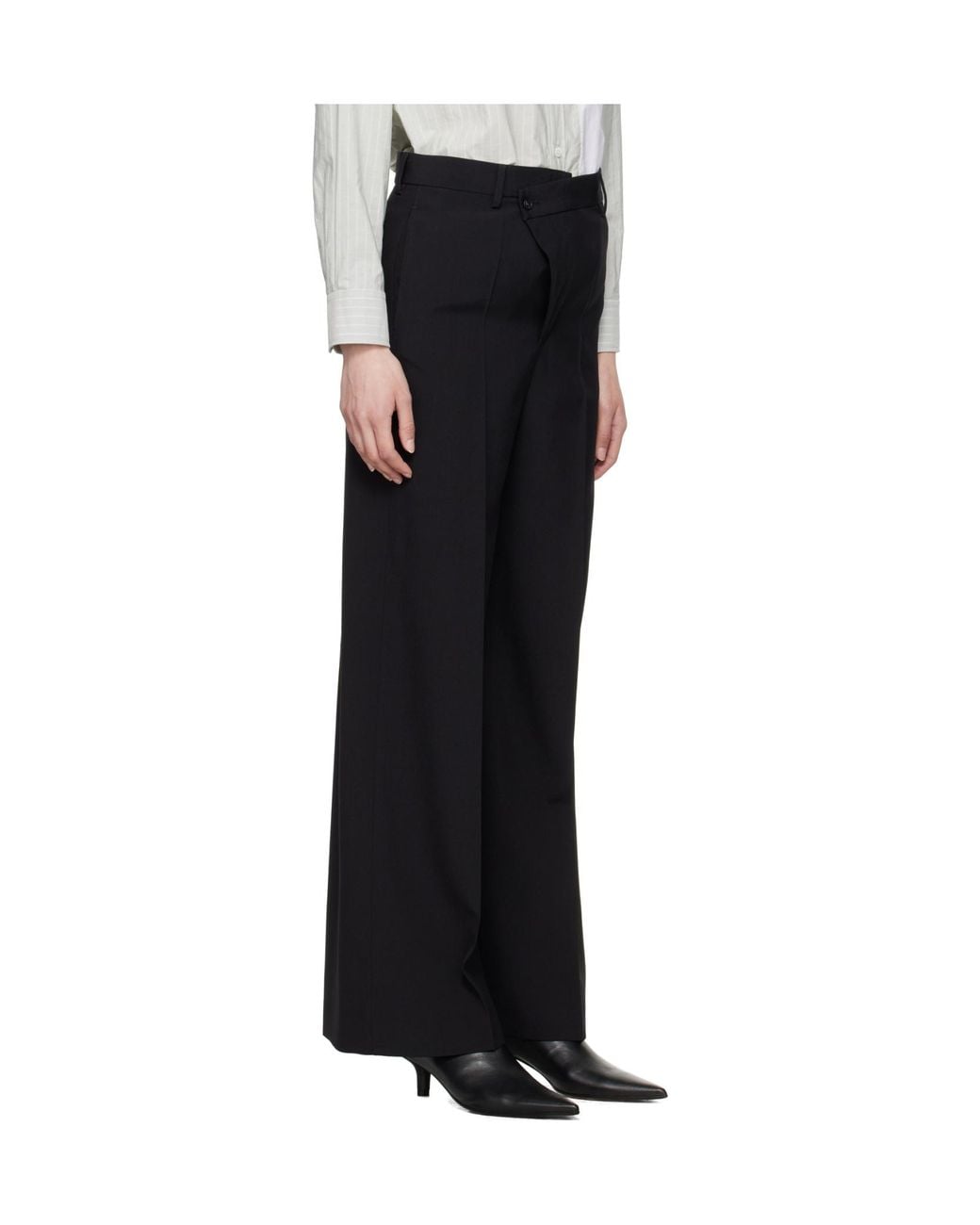 MM6 by Maison Margiela Black Off-Centre Wide-Leg Trousers