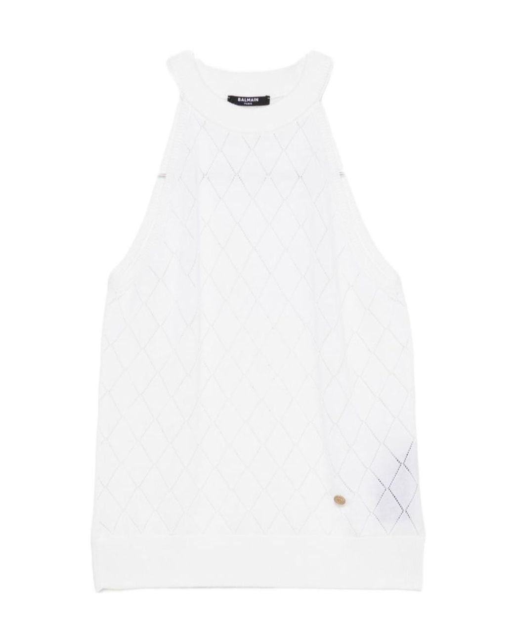 Balmain White Sleeveless Tank Top