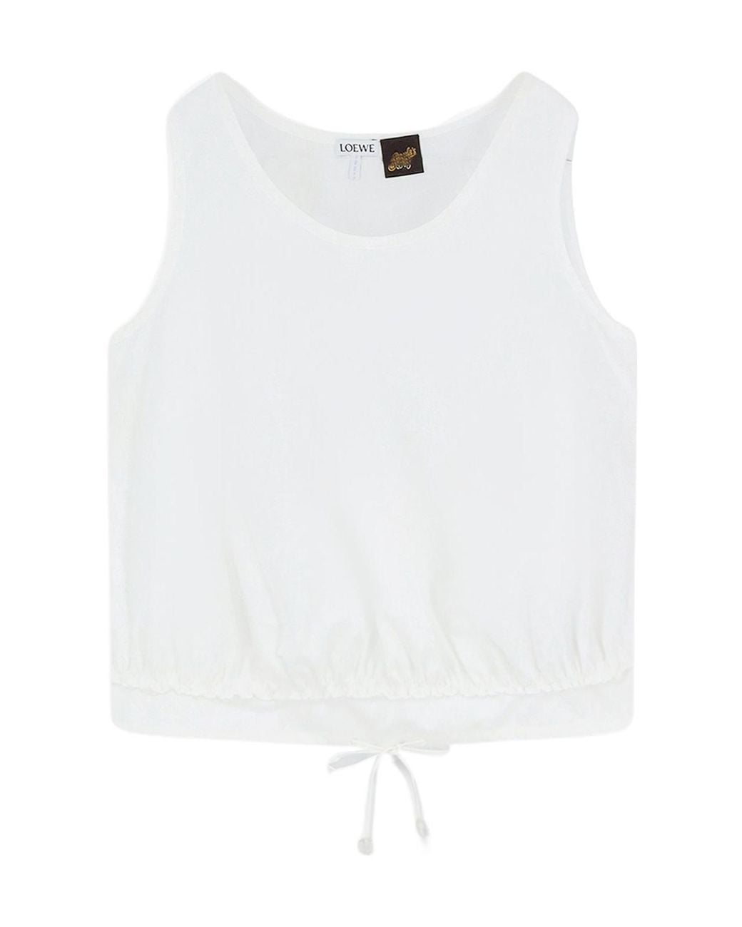 Loewe White Drawstring Waist Crewneck Top