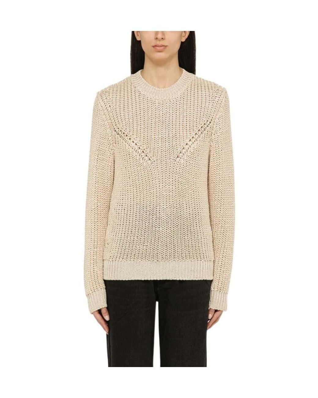 Isabel Marant Natural Recycled Polyester Ecru Crew-Neck Jumper Sweater