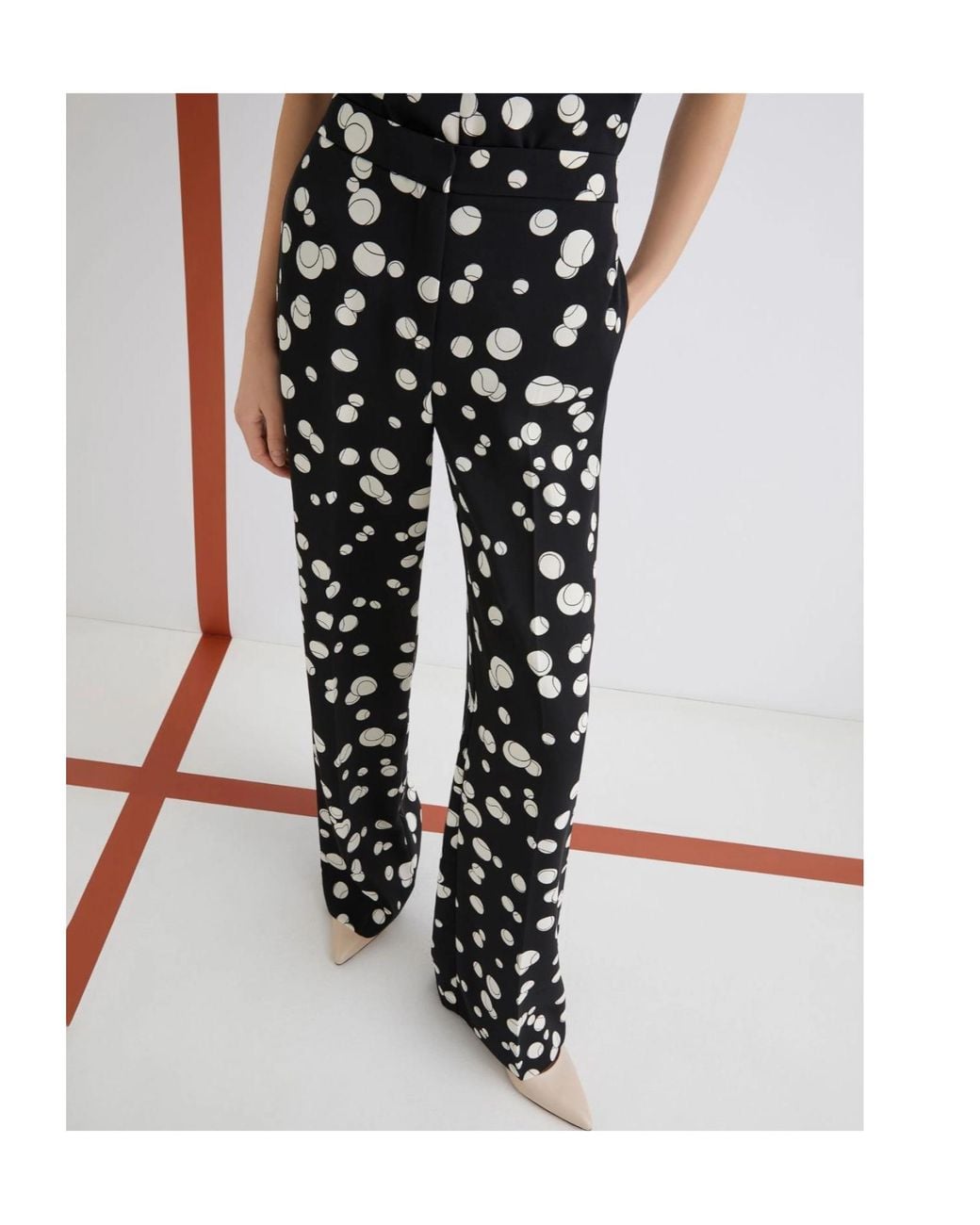 Marella White Printed Satin Trousers