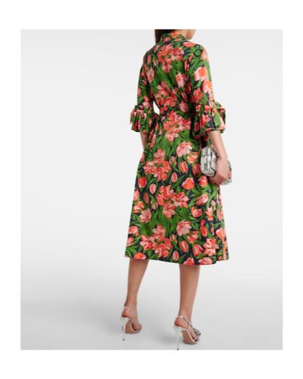 Carolina Herrera Green Bow-Detail Cotton-Blend Shirt Dress