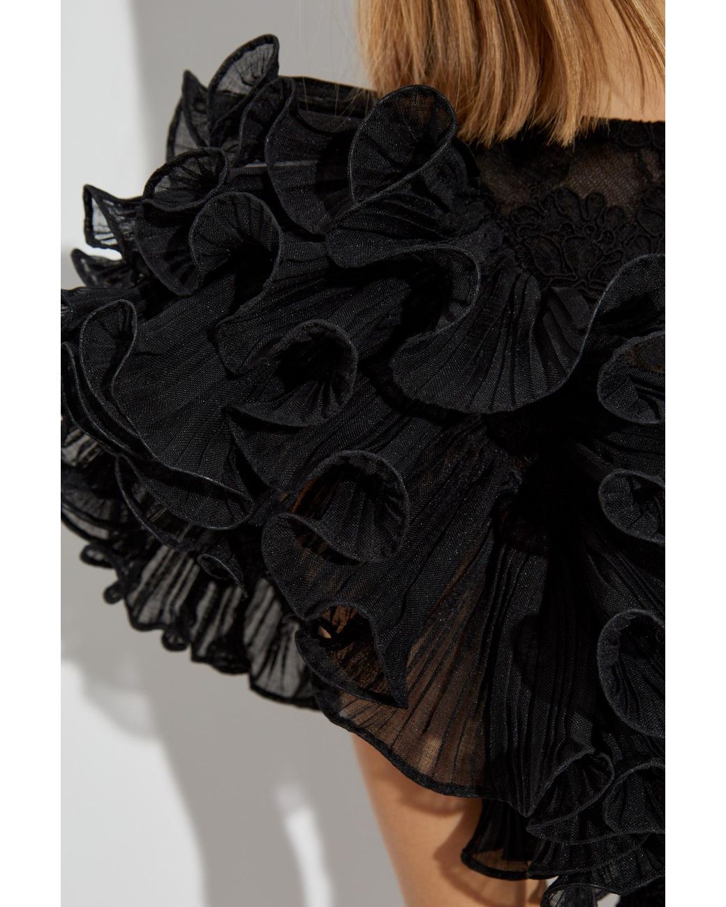 Zimmermann Black Ruffled Lace Top