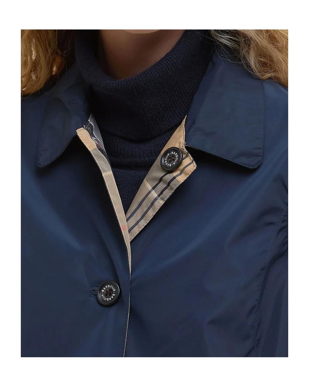 Barbour Blue Straight Hem Buttoned Coat