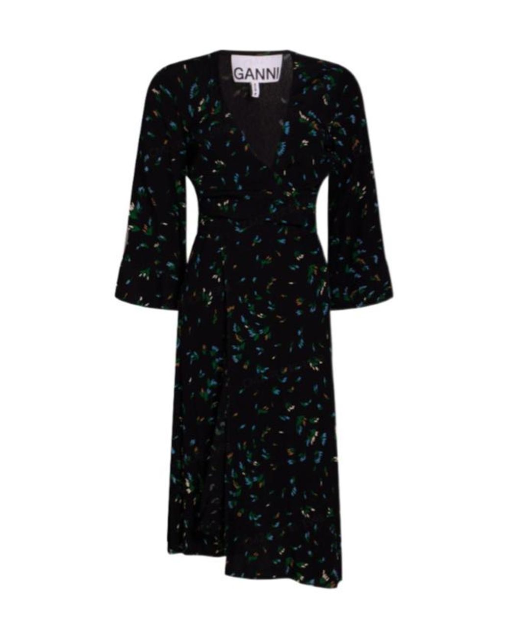 Ganni Black Floral Longsleeve Dress