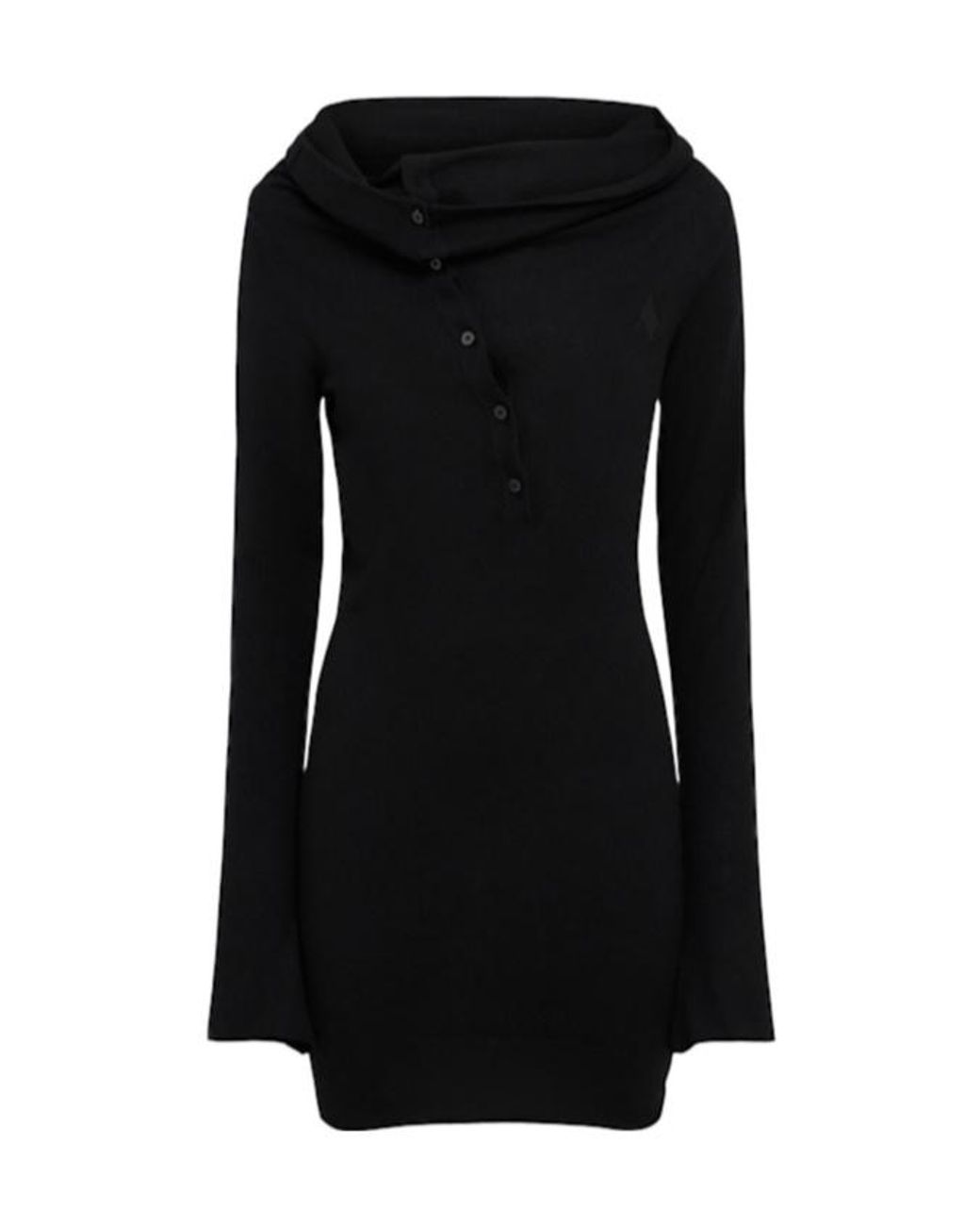 The Attico Black Virgin Wool Blend Buttoned Mini Dress