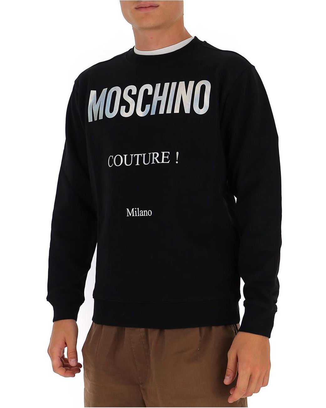 Moschino Black Embroidered Logo Sweatshirt for men